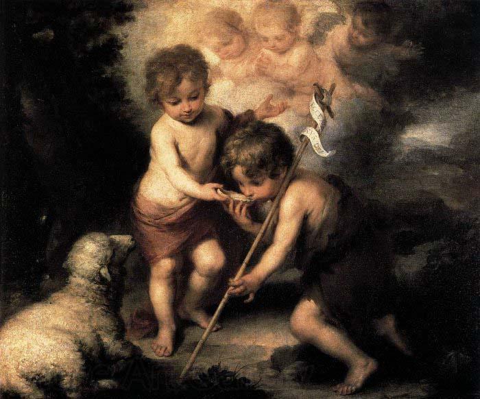 Bartolome Esteban Murillo ) Infant Christ Offering a Drink of Water to St John Norge oil painting art